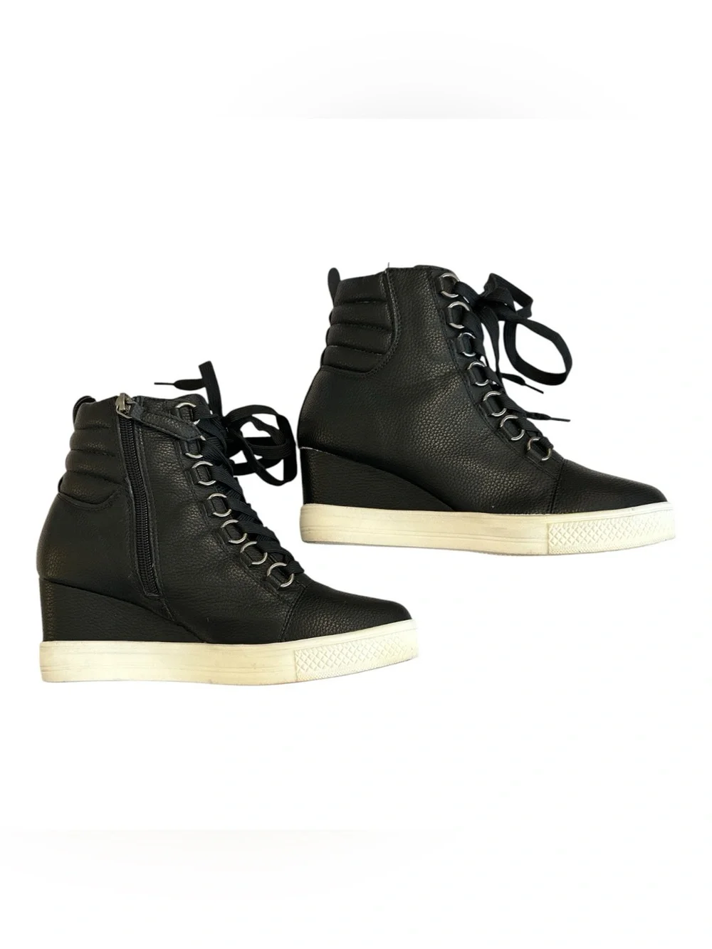 Catherine Malandrino ‘Lorna’ Black Lace Up Wedge Sneaker Boots | Size 7